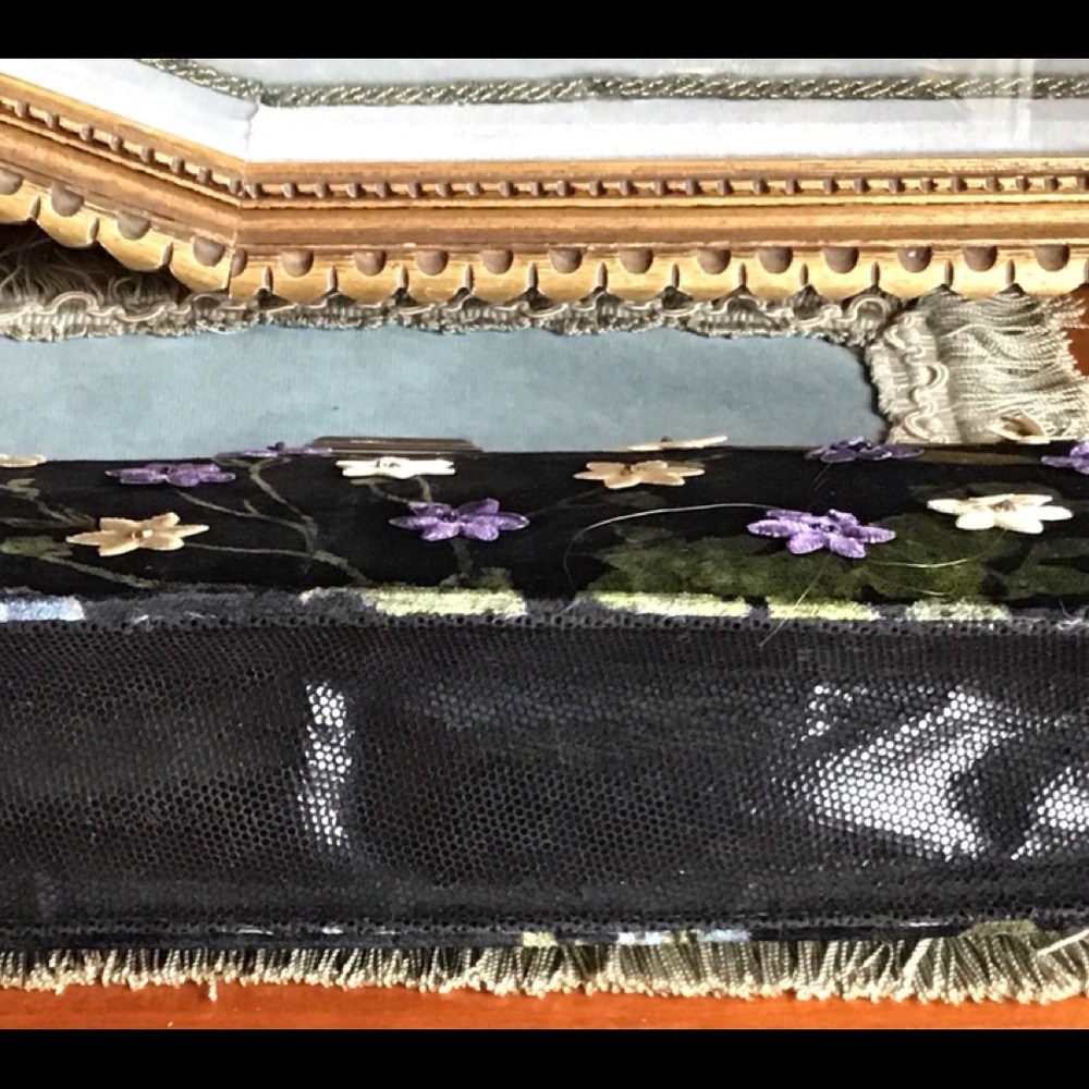 Rafé NY Black Velvet Bag w/ floral appliqués - Picture 8 of 9